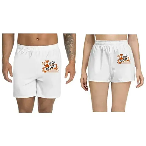 UDNAG Unisex Regular fit 'Lady | Crazy cat Lady 01' Shorts [Size S/28In to XL/40In]