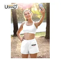 UDNAG Unisex Regular fit 'Beast Mode | Tuesday Beast Mode' Polyester Shorts [Size S/28In to XL/40In] White-thumb2