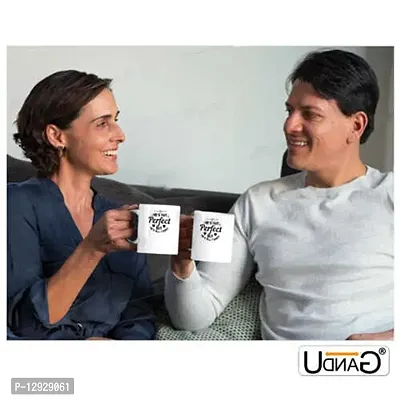 UDNAG White Ceramic Coffee / Tea Mug 'Couple | He?s not Perfect but he?s All I Want' Perfect for Gifting [330ml]-thumb3