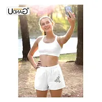 UDNAG Unisex Regular fit 'Money | Pocket Money' Polyester Shorts [Size S/28In to XL/40In] White-thumb2