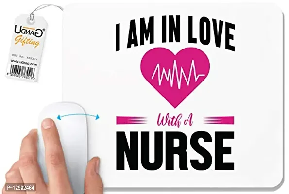 UDNAG White Mousepad 'Nurse | I am in Love with a Nurse' for Computer / PC / Laptop [230 x 200 x 5mm]-thumb0