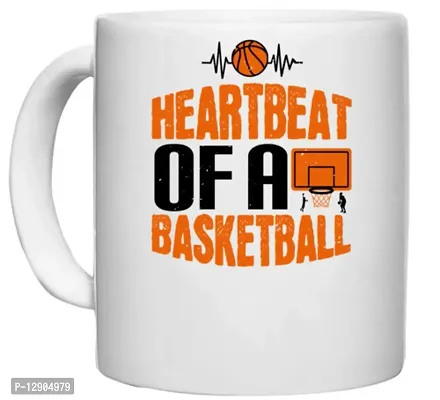 UDNAG White Ceramic Coffee / Tea Mug 'Basketball | Heartbeat of a Basketball' Perfect for Gifting [330ml]-thumb0