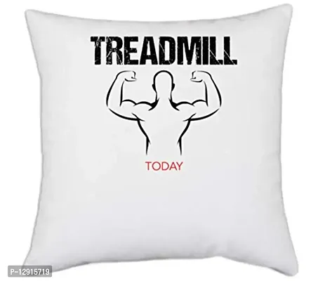 UDNAG Polyester 'Gym | Treadmill' Standard Pillow Cover [16 Inch X 16 Inch] White