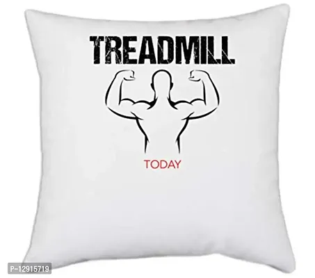 UDNAG Polyester 'Gym | Treadmill' Standard Pillow Cover [16 Inch X 16 Inch] White-thumb0