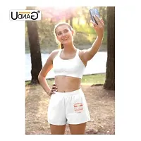 UDNAG Unisex Regular fit 'Skiing | Skiing Makes me Feel Great, and it Gives My Legs Such an Incredible Workout' Polyester Shorts [Size S/28In to XL/40In] White-thumb2