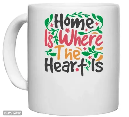 UDNAG White Ceramic Coffee / Tea Mug 'Christmas | Home is Where The Heart is' Perfect for Gifting [330ml]-thumb0