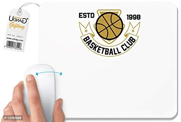 UDNAG White Mousepad 'Basketball | Estd' for Computer / PC / Laptop [230 x 200 x 5mm]-thumb0