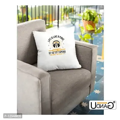 UDNAG White Polyester 'Piano | Life is Like a Piano. What You get Out of it Depends on How You Play it 02' Pillow Cover [16 Inch X 16 Inch]-thumb3