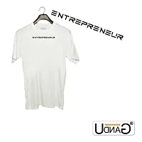 UDNAG Unisex Round Neck Graphic 'Enterpreneur' Polyester T-Shirt White [Size 2YrsOld/22in to 7XL/56in]-thumb1