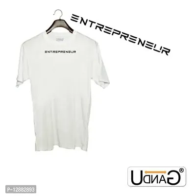 UDNAG Unisex Round Neck Graphic 'Enterpreneur' Polyester T-Shirt White [Size 2YrsOld/22in to 7XL/56in]-thumb2