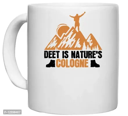 UDNAG White Ceramic Coffee / Tea Mug 'Adventure | Deet is Nature's Cologne' Perfect for Gifting [330ml]
