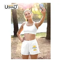 UDNAG Unisex Regular fit 'Birthday | Princesses are Born in March' Polyester Shorts [Size S/28In to XL/40In] White-thumb2