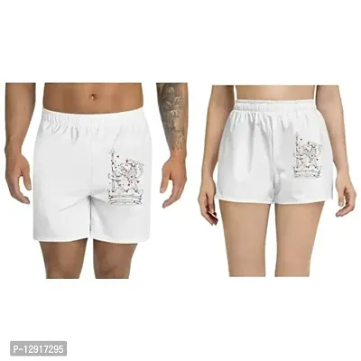 UDNAG Unisex Regular fit 'Crown | Lion Crown' Polyester Shorts [Size S/28In to XL/40In] White