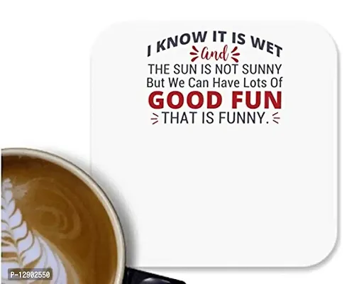 UDNAG MDF Tea Coffee Coaster 'Good Fun Thats Funny | Dr. Seuss' for Office Home [90 x 90mm]-thumb0