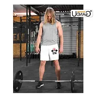 UDNAG Unisex Regular fit 'Gym | Gym' Polyester Shorts [Size S/28In to XL/40In] White-thumb1