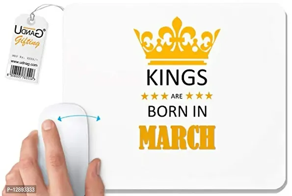 UDNAG White Mousepad 'Birthday | Kings are Born in March' for Computer / PC / Laptop [230 x 200 x 5mm]-thumb0