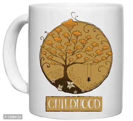 UDNAG White Ceramic Coffee / Tea Mug '| Childhood' Perfect for Gifting [330ml]