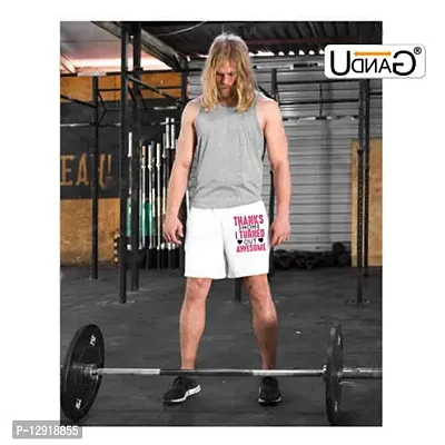 UDNAG Unisex Regular fit 'Mother | Thanks MOM I Turned Out Awesome' Polyester Shorts [Size S/28In to XL/40In] White-thumb2