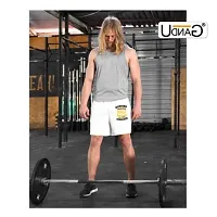 UDNAG Unisex Regular fit 'Job | Each Part is Necessary to Make a Whole' Polyester Shorts [Size S/28In to XL/40In] White-thumb1