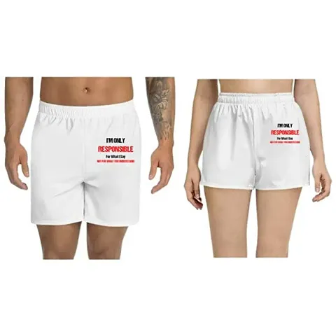 UDNAG Unisex Regular fit 'Responsibilty | I am only Responsible for What i say, not for What You Understand' Shorts [Size S/28In to XL/40In]