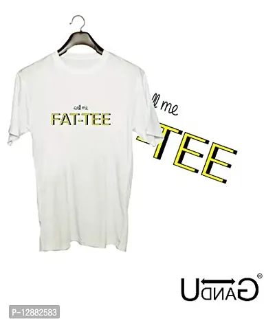 UDNAG Unisex Round Neck Graphic 'Call Me Fatee' Polyester T-Shirt (White, XX-Large)-thumb2