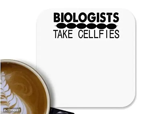 UDNAG MDF Tea Coffee Coaster 'Bilologist | boilogists take sallfies' for Office Home [90 x 90mm]