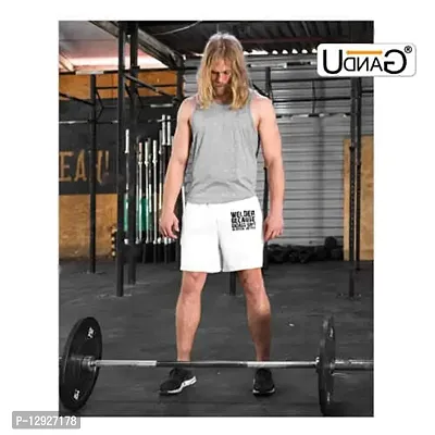 UDNAG Unisex Regular fit 'Welder | Welder Because Badass' Polyester Shorts [Size S/28In to XL/40In] White-thumb2