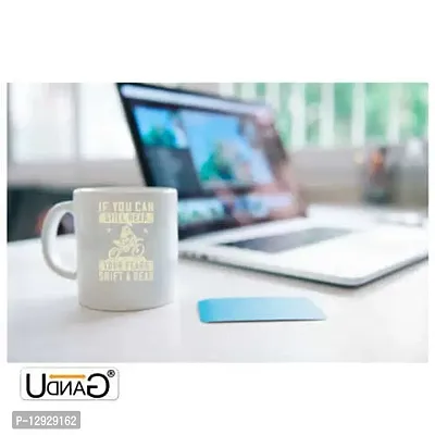 UDNAG White Ceramic Coffee / Tea Mug 'Motor Cycle | If You can Still Hear Your Fears, Shift a Gear 2' Perfect for Gifting [330ml]-thumb2