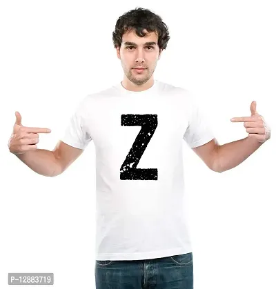 UDNAG Unisex Round Neck Graphic 'Alphabet | Z' Polyester T-Shirt White [Size 2YrsOld/22in to 7XL/56in]-thumb3