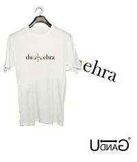 UDNAG Unisex Round Neck Graphic 'Navratri | Dushehra' Polyester T-Shirt (White, Large)-thumb1