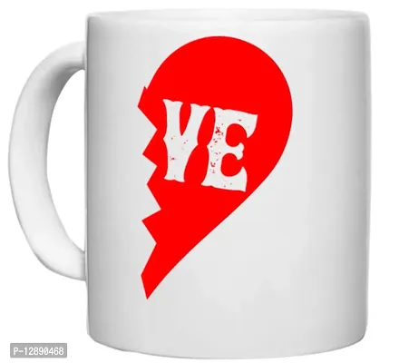 UDNAG White Ceramic Coffee / Tea Mug 'Couple | Love 2' Perfect for Gifting [330ml]-thumb0