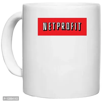 UDNAG White Ceramic Coffee / Tea Mug 'Profit | Netprofit' Perfect for Gifting [350ml]