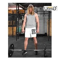 UDNAG Unisex Regular fit 'Cats | I Would Workout' Polyester Shorts [Size S/28In to XL/40In] White-thumb1