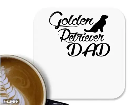 UDNAG MDF Tea Coffee Coaster 'Father | Olden Retriever dad' for Office Home [90 x 90mm]-thumb0