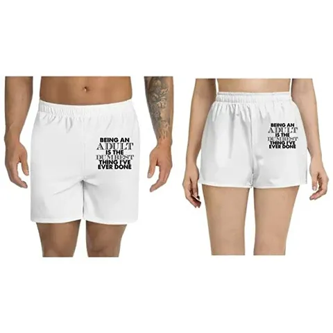 UDNAG Unisex Regular fit 'Adult | an Adult is The' Shorts [Size S/28In to XL/40In]