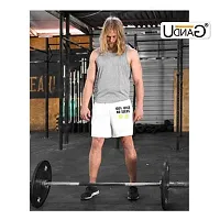 UDNAG Unisex Regular fit '100 Juice No Seeds' Polyester Shorts [Size S/28In to XL/40In] White-thumb1