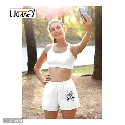 UDNAG Unisex Regular fit 'Happy Friday' Polyester Shorts [Size S/28In to XL/40In] White-thumb3