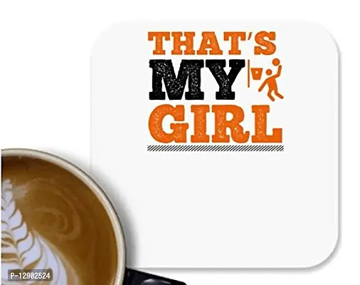 UDNAG MDF Tea Coffee Coaster 'Basketball | That?s My Girl' for Office Home [90 x 90mm]