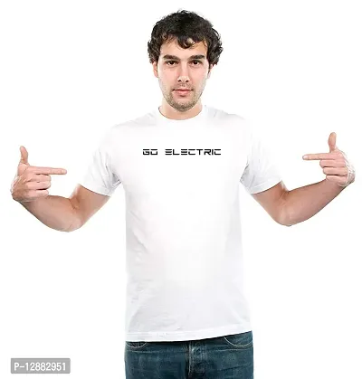 UDNAG Unisex Round Neck Graphic 'Engineer | Go Electric' Polyester T-Shirt White [Size 2YrsOld/22in to 7XL/56in]-thumb3