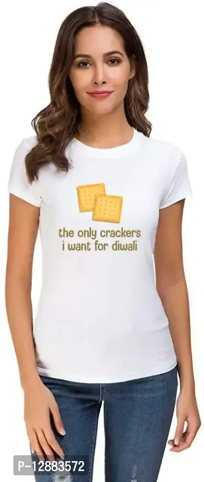 UDNAG Unisex Round Neck Graphic Only The Crackers i Want for Diwali Polyester T-Shirt White [Size 2YrsOld/22in to 7XL/56in]-thumb4