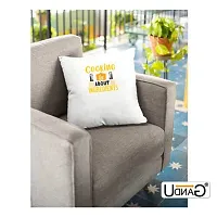 UDNAG White Polyester 'Cooking | Cooking About Ingredients' Pillow Cover [16 Inch X 16 Inch]-thumb2