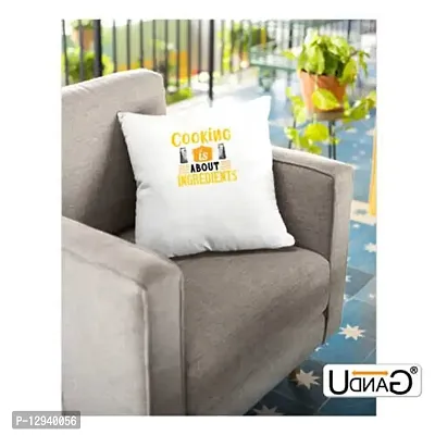 UDNAG White Polyester 'Cooking | Cooking About Ingredients' Pillow Cover [16 Inch X 16 Inch]-thumb3