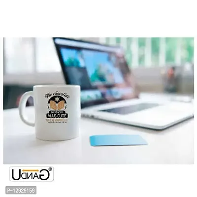 UDNAG White Ceramic Coffee / Tea Mug 'Chocolate | The Chocolate Mustache was Cute, but it didn?t go with his Blonde Head' Perfect for Gifting [330ml]-thumb2