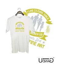 UDNAG Unisex Round Neck Graphic 'Walking | I Like to Cook Walk on The Beach' Polyester T-Shirt White [Size 2YrsOld/22in to 7XL/56in]-thumb1