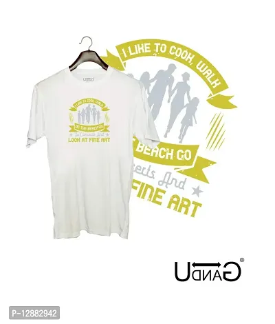 UDNAG Unisex Round Neck Graphic 'Walking | I Like to Cook Walk on The Beach' Polyester T-Shirt White [Size 2YrsOld/22in to 7XL/56in]-thumb2