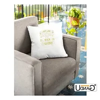 UDNAG White Polyester 'Pig | I am Like a Blind Pig When I workk' Pillow Cover [16 Inch X 16 Inch]-thumb2