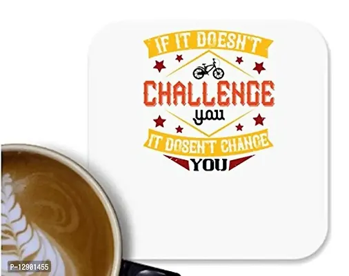 UDNAG MDF 'Rider | if it Doesn't Challenge you it doesn't Change You' Tea Coffee Coaster for Office Home (90 x 90mm)