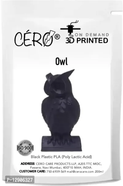 CERO 3D Printed Owl, Plastic Bird, Gifts for Kids, 3 to 12 Year Old Boy | Girls (Black PLA Plastic)-thumb0