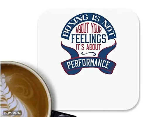 UDNAG MDF Tea Coffee Coaster 'Boxing | Boxing is not About Your Feelings. It's About Performance' for Office Home [90 x 90mm]-thumb0