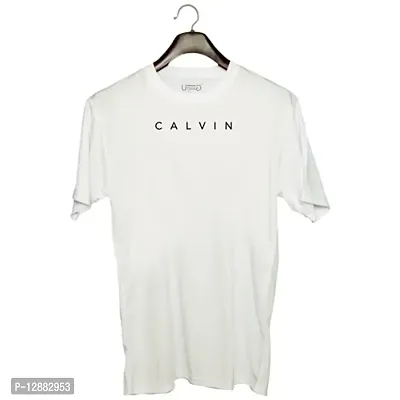 UDNAG Unisex Round Neck Graphic 'Unit | Calvin' Polyester T-Shirt White [Size 2YrsOld/22in to 7XL/56in]